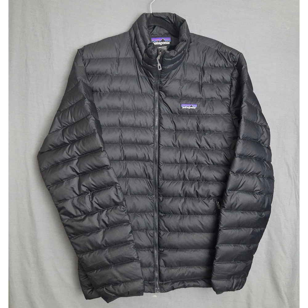 Patagonia Mens Down Sweater Jacket Black Puffer Full Zip 84674 FA14 Size L